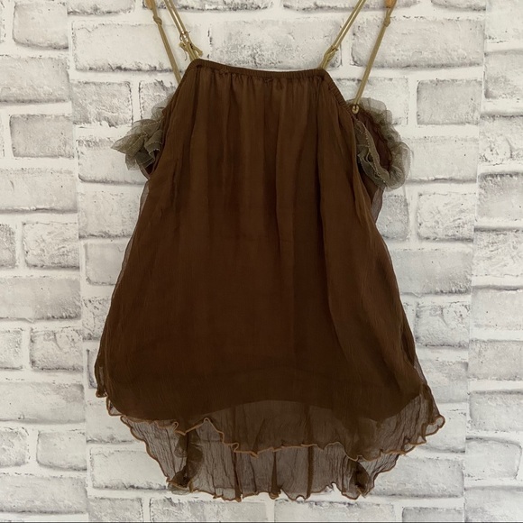 Boho hand crafted brown top size Small - Picture 11 of 15